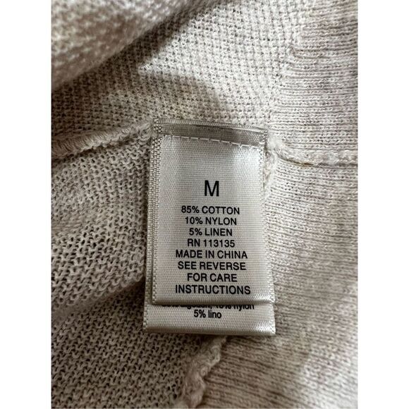 Cardigan Sweater Cream Sheer Dolman Open Front Size M Lightweight Leo & Nicole - Picture 6 of 6